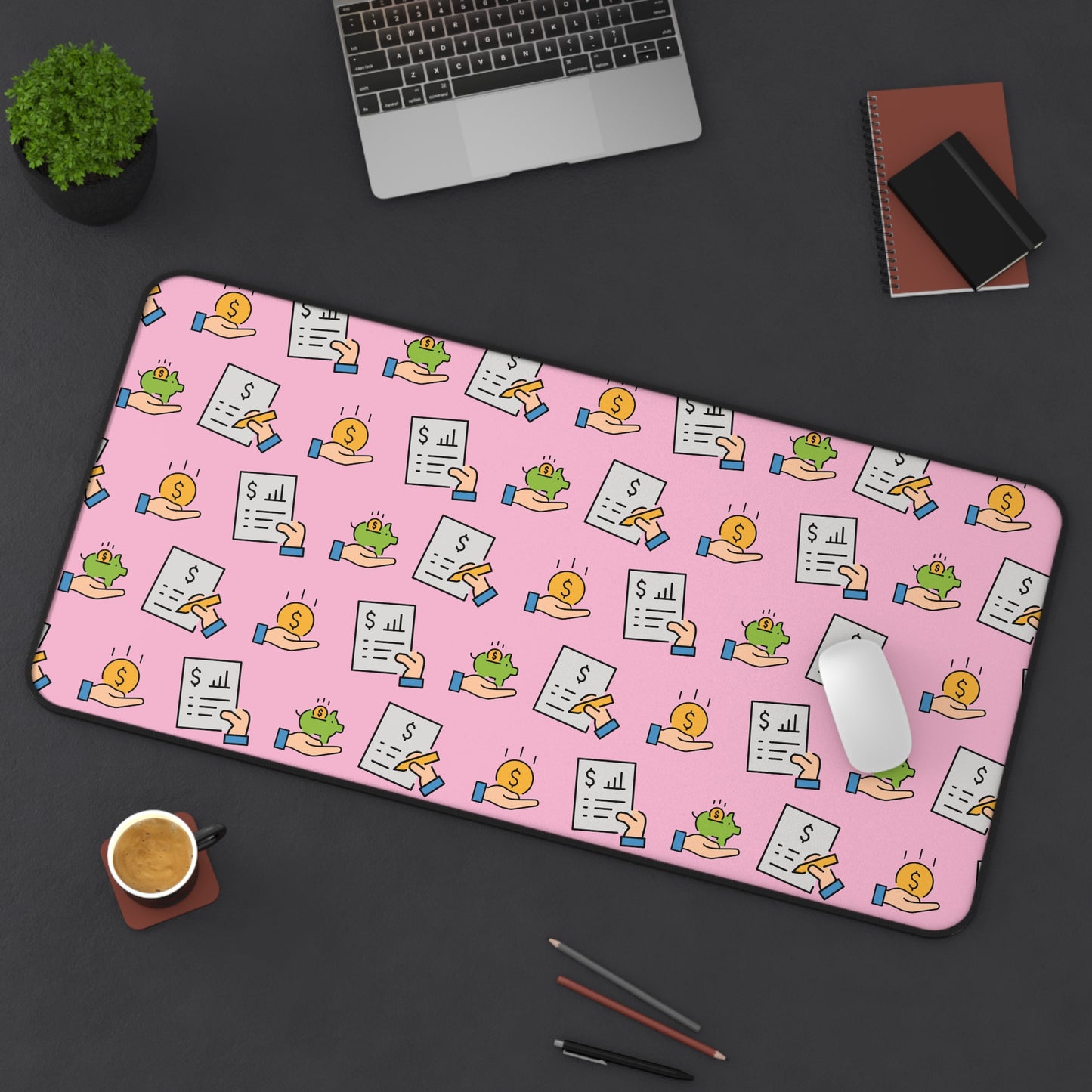 Accounting/Banking/Finance Pink- Large Desk Mat 16" x 32" from Off Leash Designs