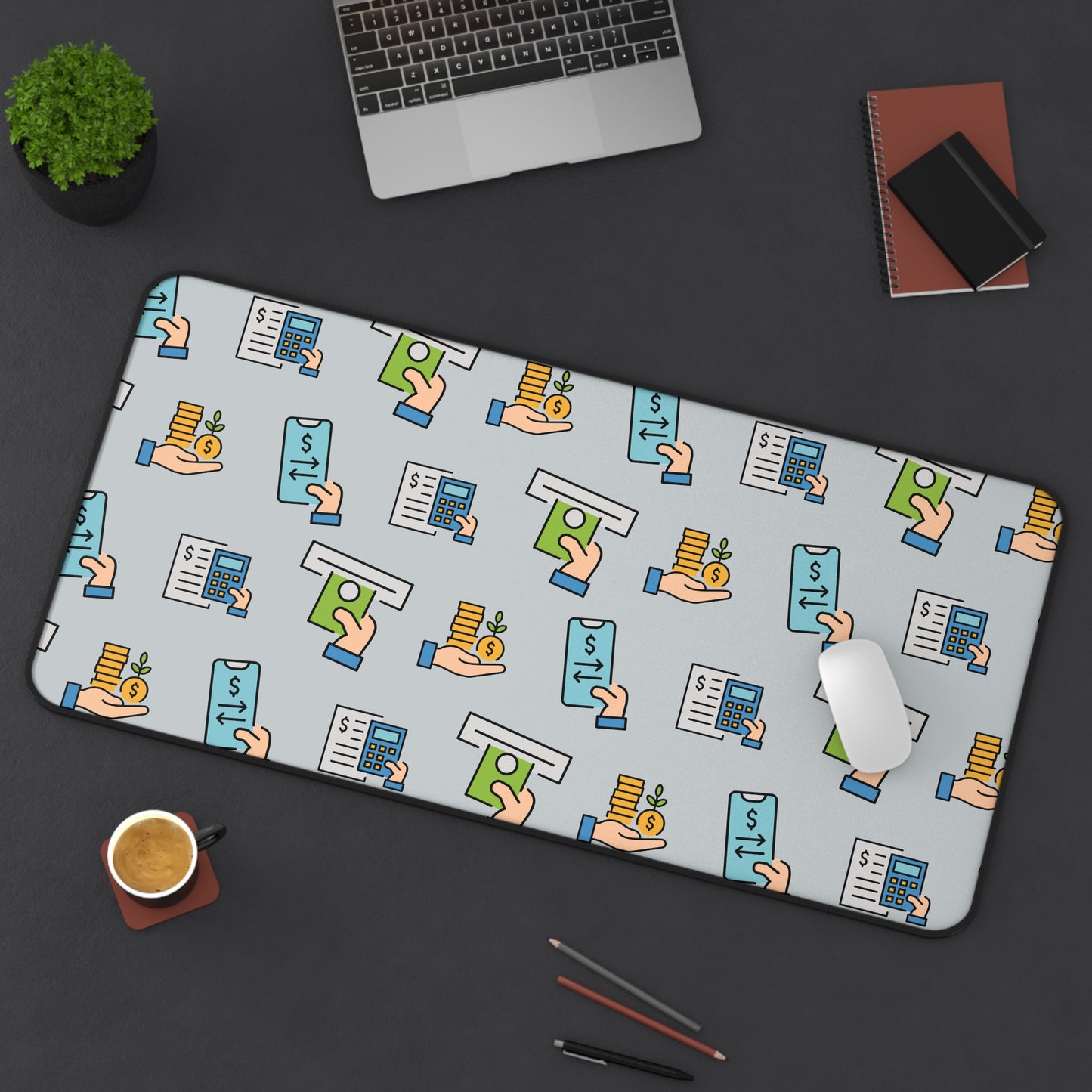 Accounting Life Grey-Large Desk Mat 16" x 32" from Off Leash Designs